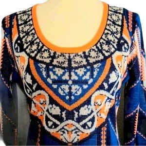 FLYING TOMATO! Colorful sweater dress. Southwestern pattern. 3/4 sleeves…